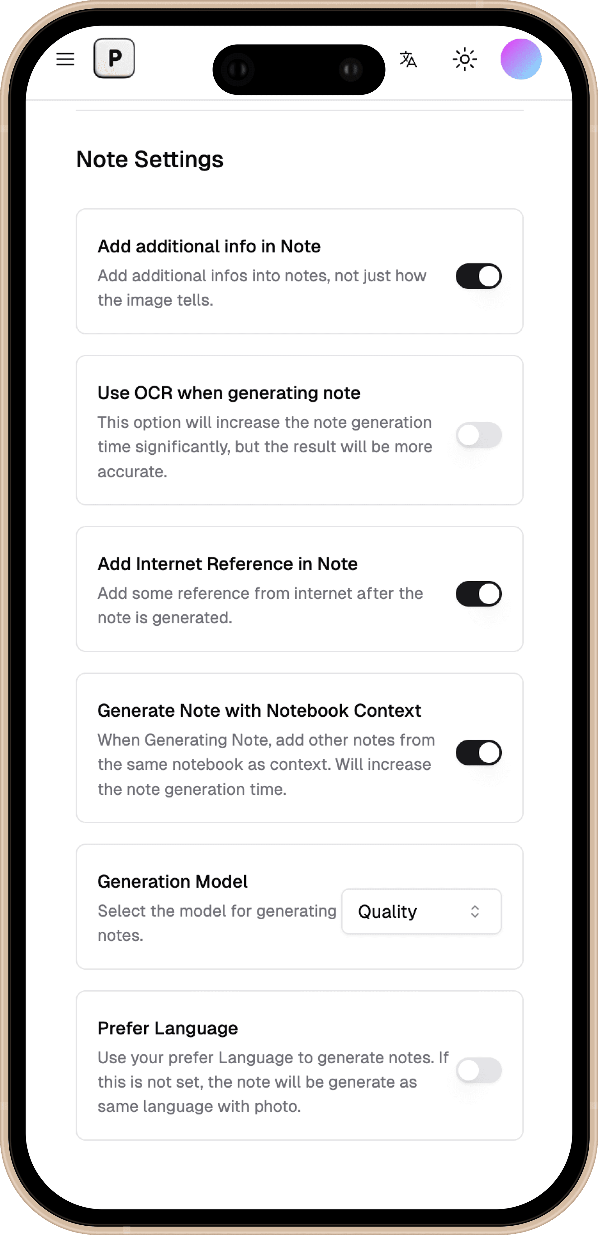 Notas Example Page AI Note Taker - Generador de notas a partir de imágenes, documentos y ...